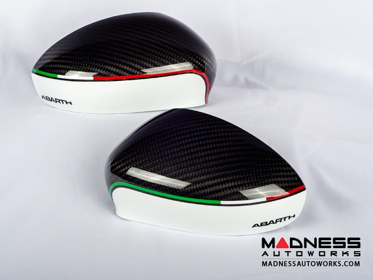 Carbon Effect Wing Mirror Covers For Fiat 500, 500E, Punto Evo, Grande, Abarth – Left & Right